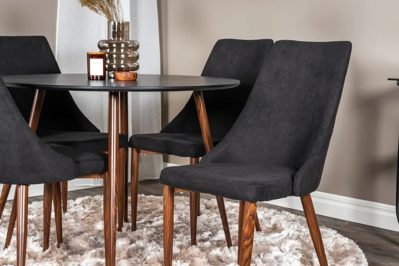 Rund matgrupp Venture Home Svart Svart 4st - Møbler - Bord - Spisegrupper