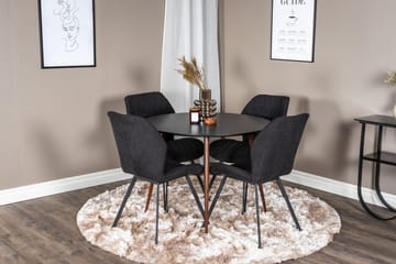 Rund matgrupp Venture Home Svart Svart 4st - Møbler - Bord - Spisegrupper