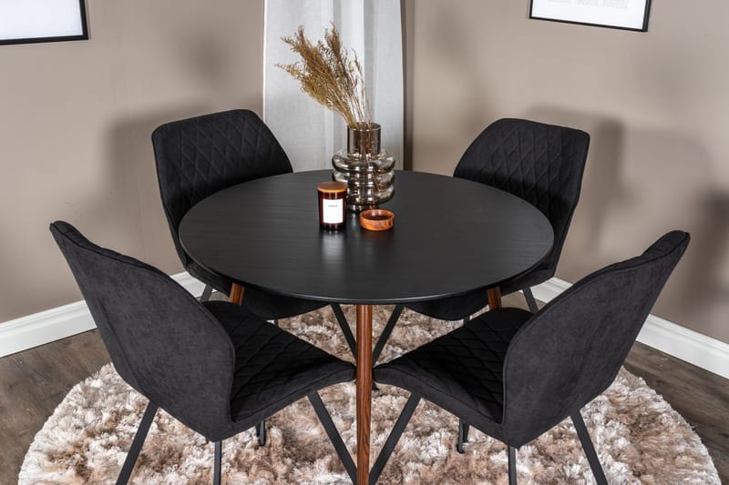 Rund matgrupp Venture Home Svart Svart 4st - Møbler - Bord - Spisegrupper