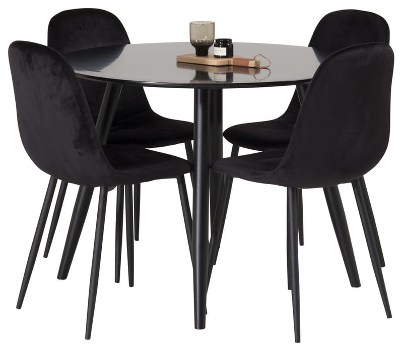 Rund matgrupp Venture Home Svart Svart 4st - Møbler - Bord - Spisegrupper
