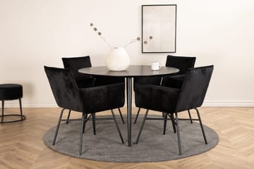 Rund matgrupp Venture Home Svart Svart 4st - Møbler - Bord - Spisegrupper