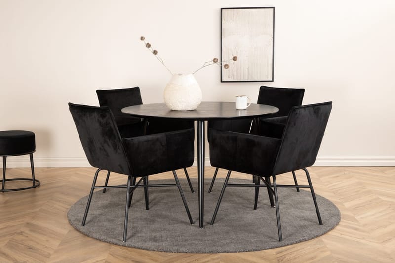 Rund matgrupp Venture Home Svart Svart 4st