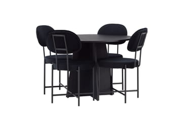 Rund matgrupp Venture Home Svart Svart 4st - Møbler - Bord - Spisegrupper