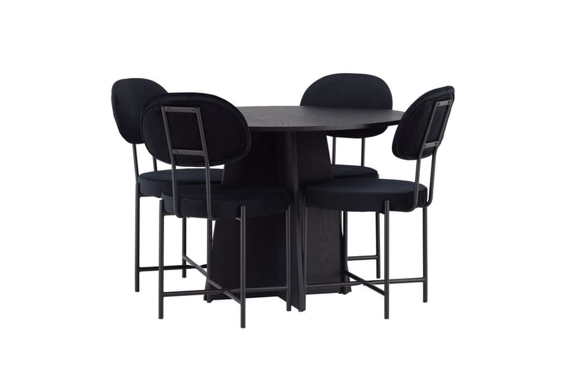Rund matgrupp Venture Home Svart Svart 4st - Møbler - Bord - Spisegrupper