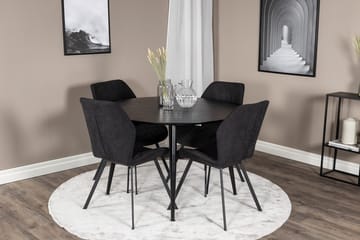Rund matgrupp Venture Home Svart Svart 4st - Møbler - Bord - Spisegrupper