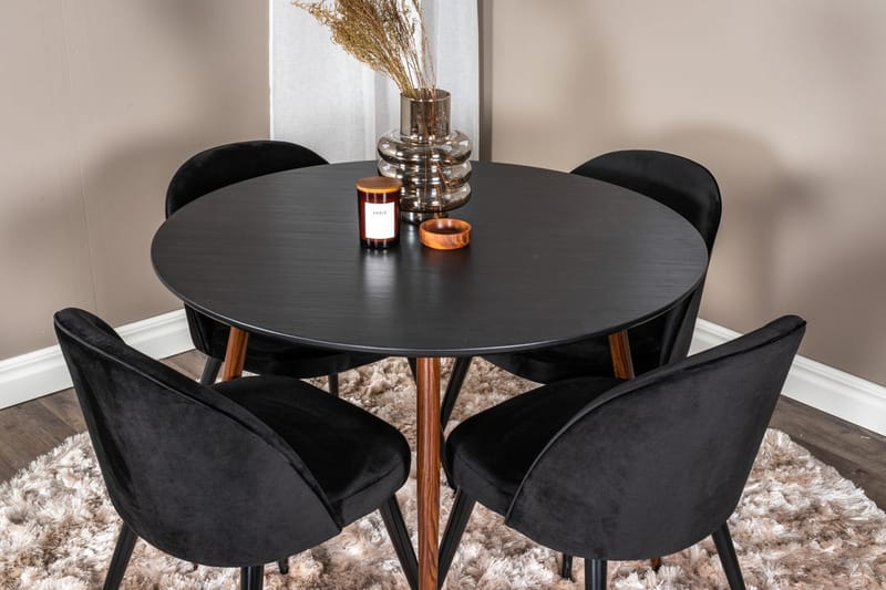 Rund matgrupp Venture Home Svart Svart 4st - Møbler - Bord - Spisegrupper