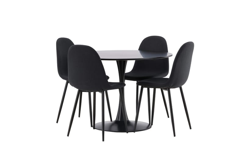 Rund matgrupp Venture Home Svart Svart 4st - Møbler - Bord - Spisegrupper