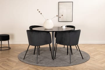 Rund matgrupp Venture Home Svart Svart 4st - Møbler - Bord - Spisegrupper