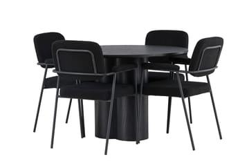 Rund matgrupp Venture Home Svart Svart 4st - Møbler - Bord - Spisegrupper
