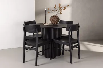 Svart - Svart (stolar), vitputsad MDF (bord)