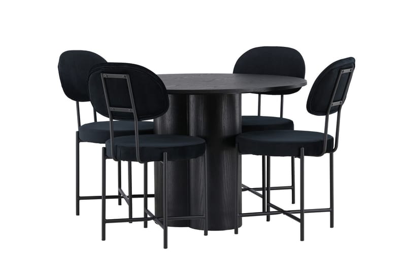 Rund matgrupp Venture Home Svart Svart 4st - Møbler - Bord - Spisegrupper