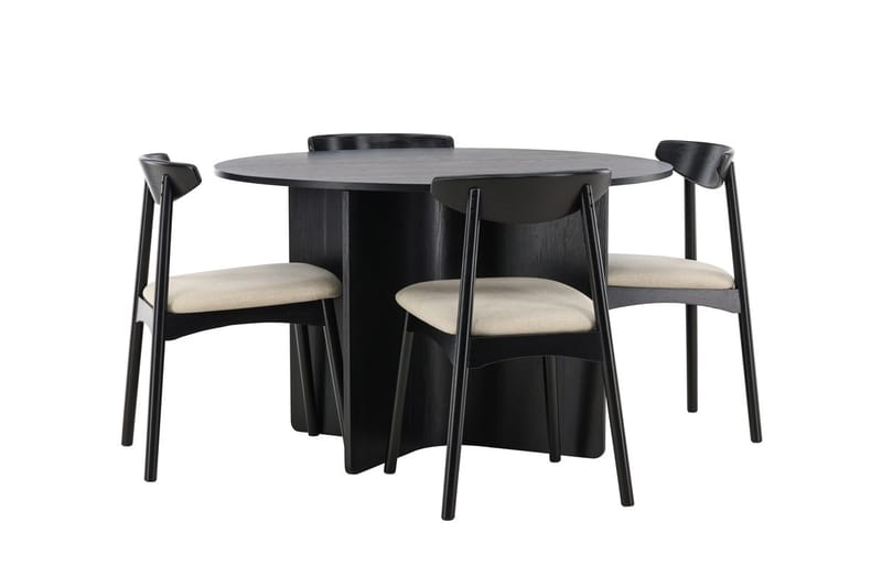 Rund matgrupp Venture Home Svart Svart 4st - Møbler - Bord - Spisegrupper