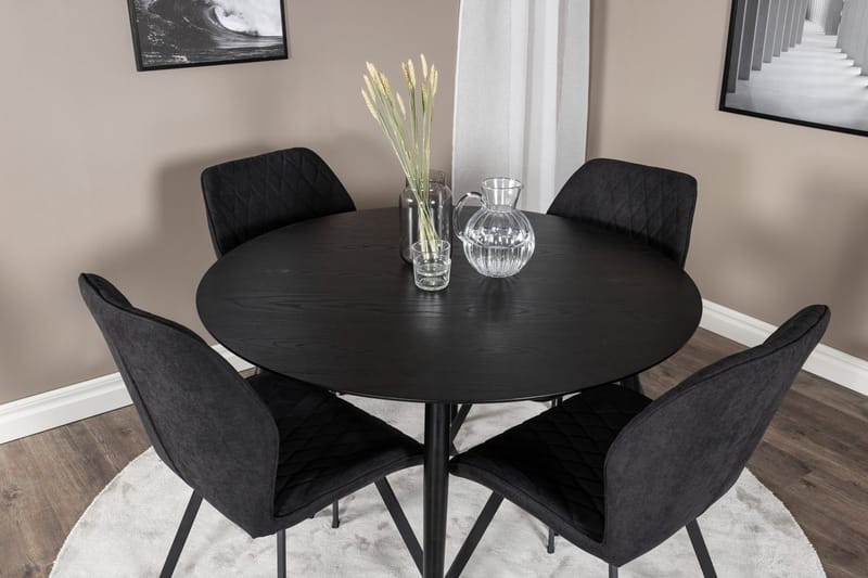 Rund matgrupp Venture Home Svart Svart 4st - Møbler - Bord - Spisegrupper