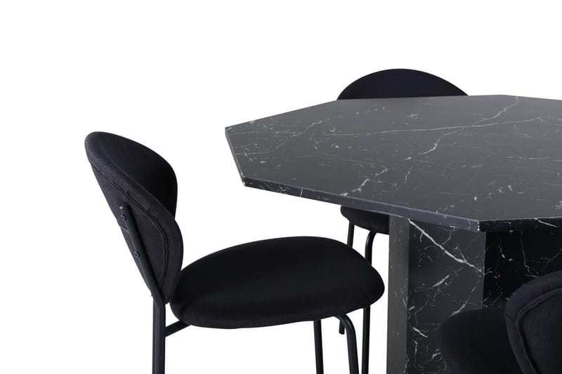 Rund matgrupp Venture Home Svart Svart 4st - Møbler - Bord - Spisegrupper