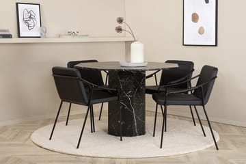 Rund matgrupp Venture Home Svart Svart 4st - Møbler - Bord - Spisegrupper