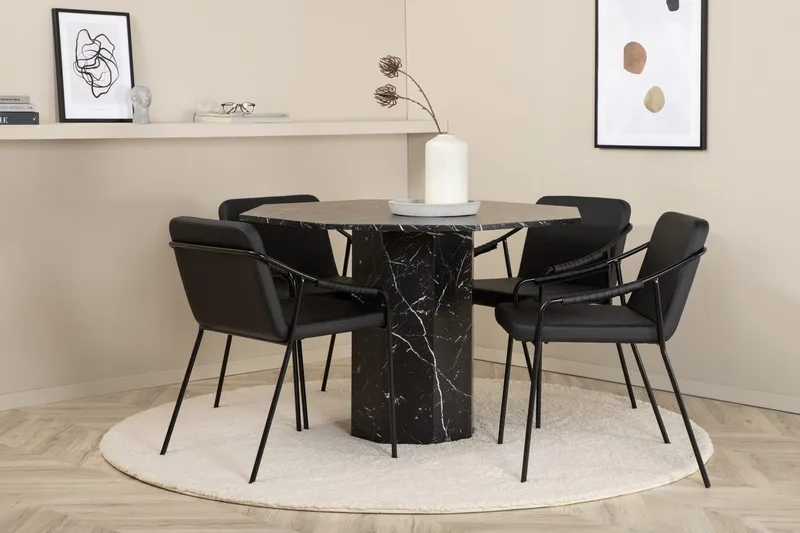 Rund matgrupp Venture Home Svart Svart 4st - Møbler - Bord - Spisegrupper