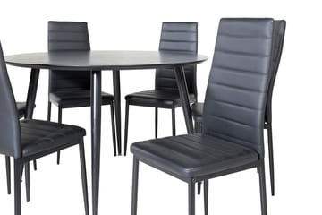 Rund matgrupp Venture Home Svart Svart 6st - Møbler - Bord - Spisegrupper