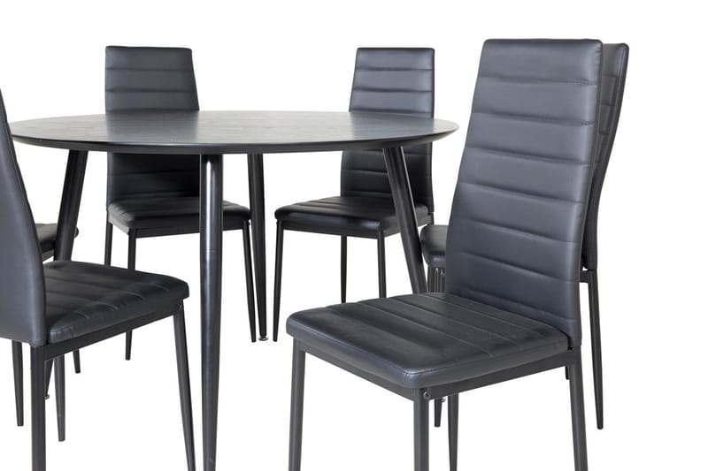 Rund matgrupp Venture Home Svart Svart 6st - Møbler - Bord - Spisegrupper