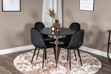 Rund matgrupp Venture Home Svart Svart/Brun 4st - Møbler - Bord - Spisegrupper
