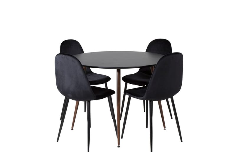 Rund matgrupp Venture Home Svart Svart/Brun 4st - Møbler - Bord - Spisegrupper