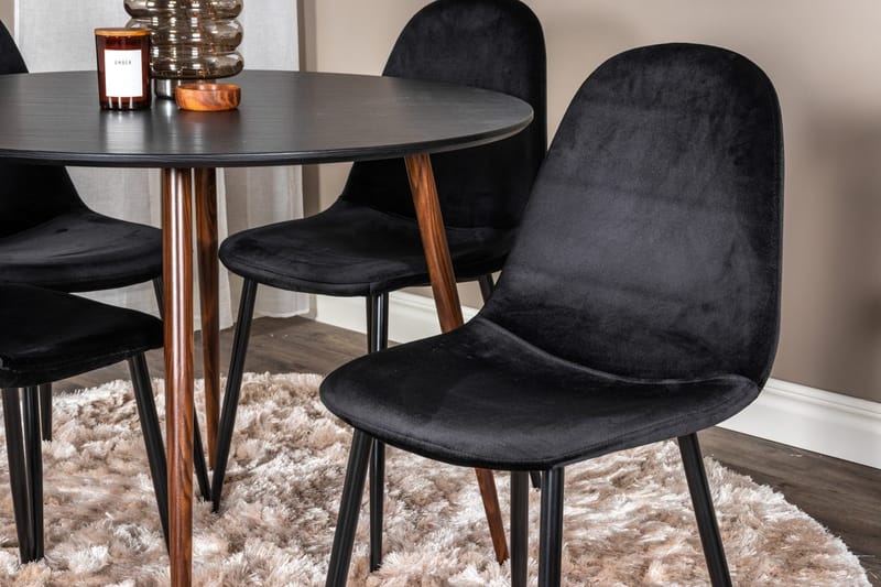 Rund matgrupp Venture Home Svart Svart/Brun 4st - Møbler - Bord - Spisegrupper