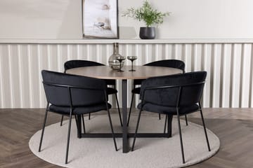 Rund matgrupp Venture Home Svart Valnöt 4st - Møbler - Bord - Spisegrupper