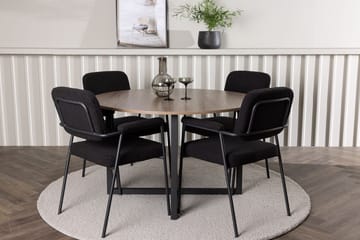 Rund matgrupp Venture Home Svart Valnöt 4st - Møbler - Bord - Spisegrupper