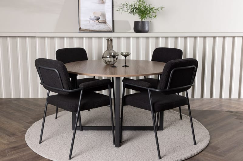 Rund matgrupp Venture Home Svart Valnöt 4st