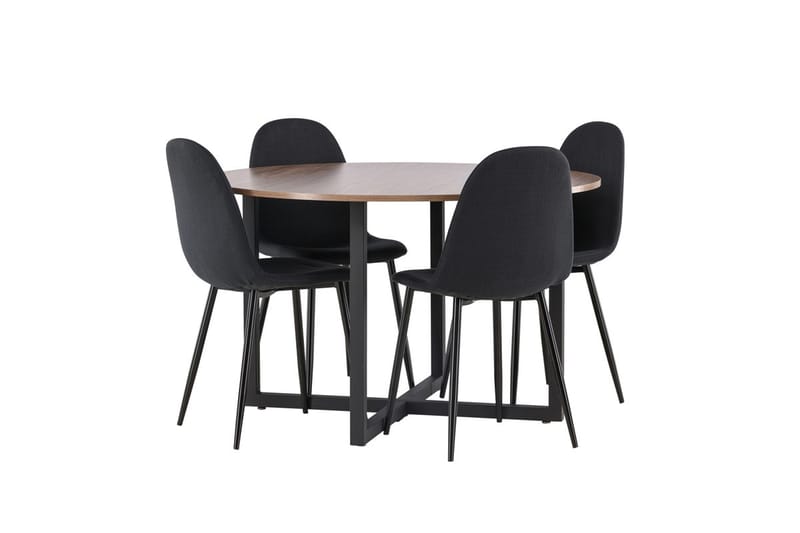 Rund matgrupp Venture Home Svart Valnöt 4st - Møbler - Bord - Spisegrupper