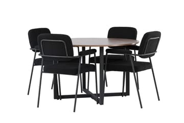 Rund matgrupp Venture Home Svart Valnöt 4st - Møbler - Bord - Spisegrupper