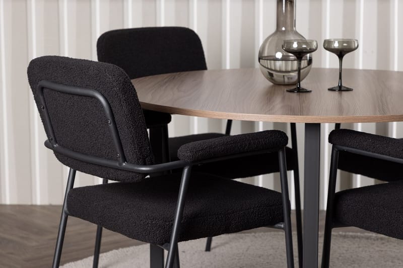 Rund matgrupp Venture Home Svart Valnöt 4st - Møbler - Bord - Spisegrupper