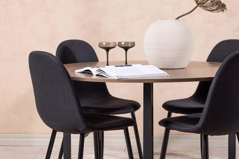 Rund matgrupp Venture Home Svart Valnöt 4st - Møbler - Bord - Spisegrupper
