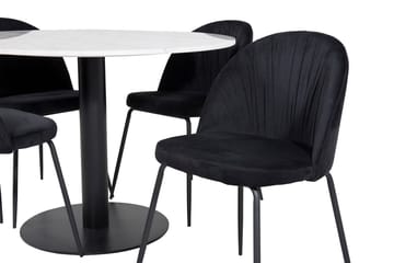 Rund matgrupp Venture Home Svart Vit marmor 4st - Møbler - Bord - Spisegrupper