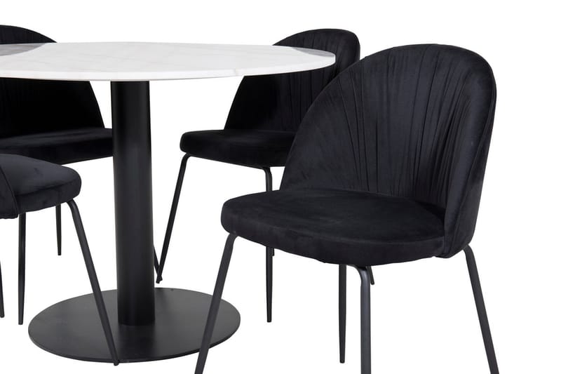 Rund matgrupp Venture Home Svart Vit marmor 4st - Møbler - Bord - Spisegrupper
