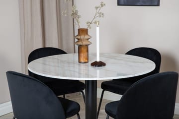 Rund matgrupp Venture Home Svart Vit marmor 4st - Møbler - Bord - Spisegrupper