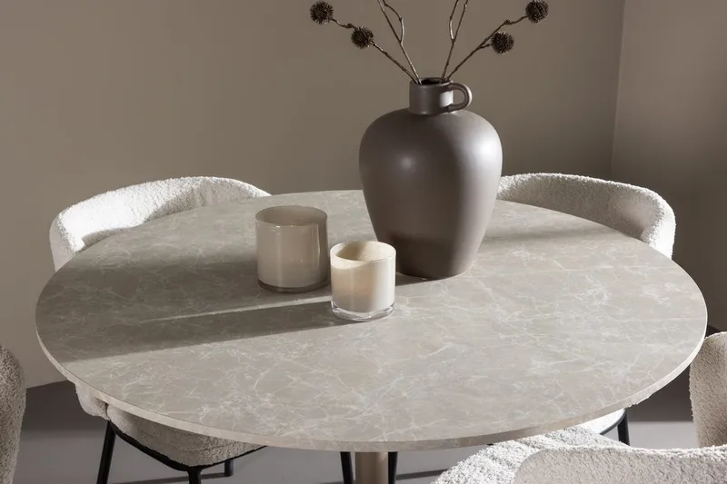 Rund matgrupp Venture Home Vit Beige 4st - Møbler - Bord - Spisegrupper