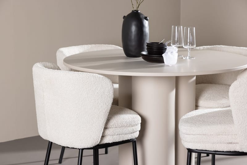 Rund matgrupp Venture Home Vit Beige 4st - Møbler - Bord - Spisegrupper