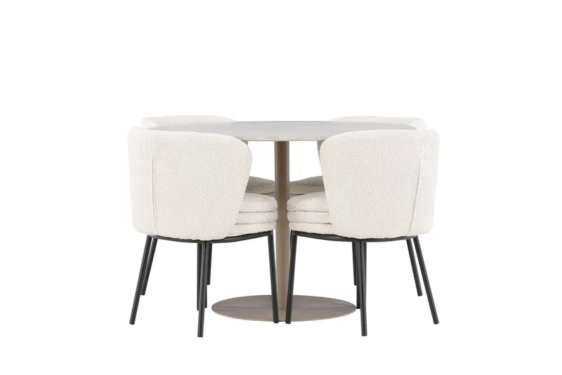 Rund matgrupp Venture Home Vit Beige 4st - Møbler - Bord - Spisegrupper