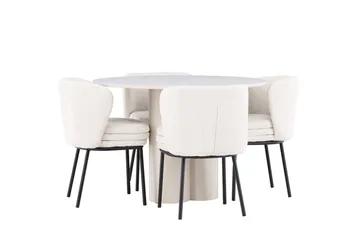 Rund matgrupp Venture Home Vit Beige 4st - Møbler - Bord - Spisegrupper