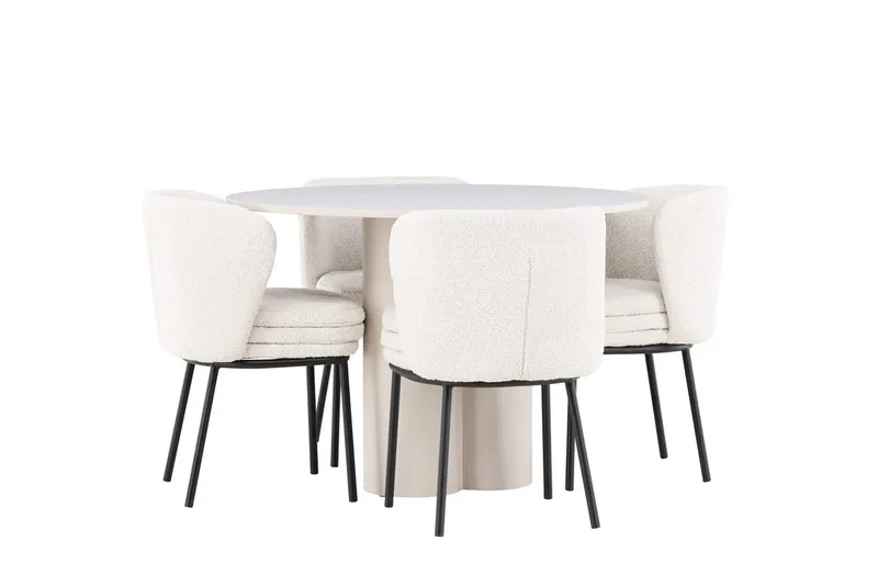 Rund matgrupp Venture Home Vit Beige 4st - Møbler - Bord - Spisegrupper