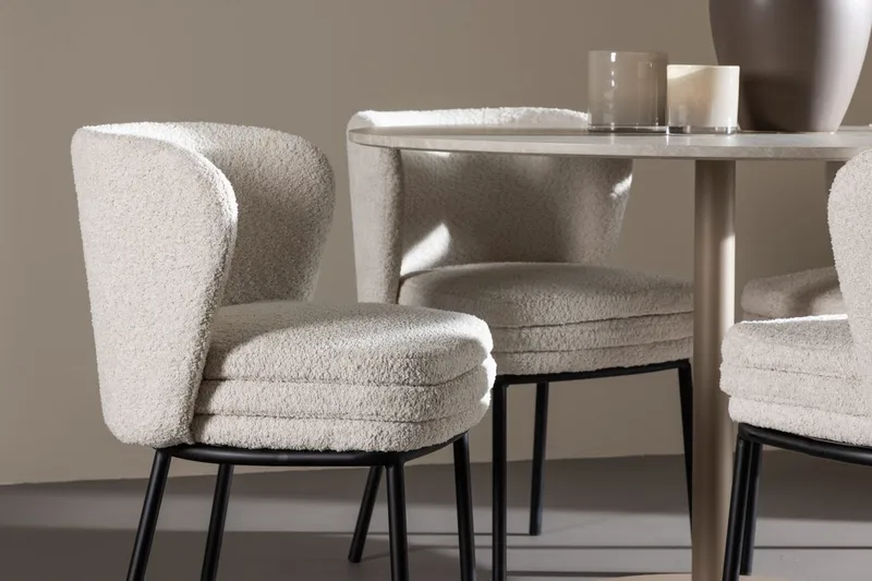 Rund matgrupp Venture Home Vit Beige 4st - Møbler - Bord - Spisegrupper
