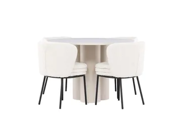 Rund matgrupp Venture Home Vit Beige 4st - Møbler - Bord - Spisegrupper