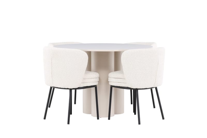 Rund matgrupp Venture Home Vit Beige 4st - Møbler - Bord - Spisegrupper