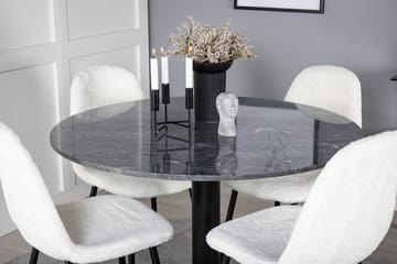Rund matgrupp Venture Home Vit Grå marmor 4st - Møbler - Bord - Spisegrupper