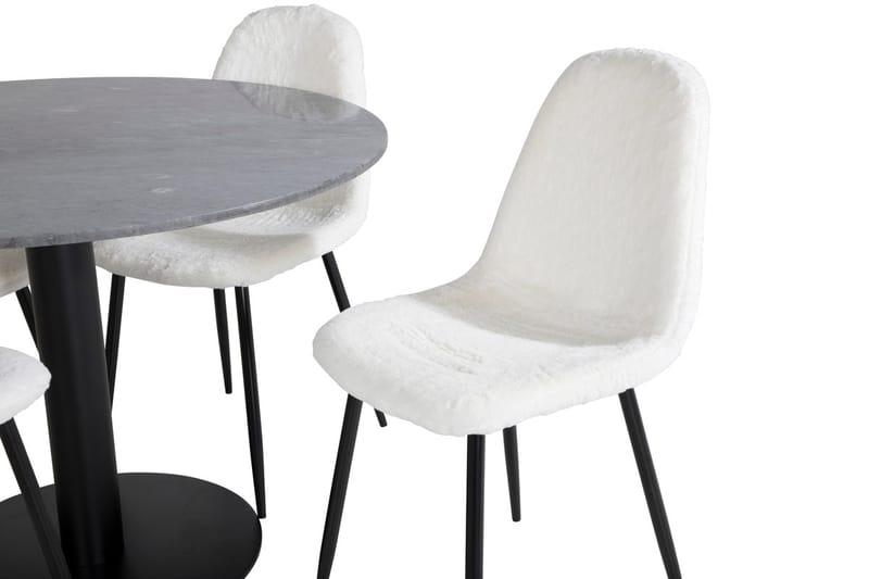 Rund matgrupp Venture Home Vit Grå marmor 4st - Møbler - Bord - Spisegrupper