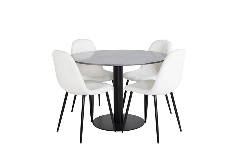 Rund matgrupp Venture Home Vit Grå marmor 4st - Møbler - Bord - Spisegrupper