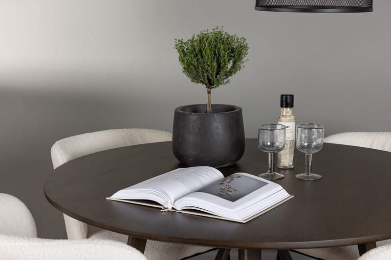 Rund matgrupp Venture Home Vit Mörkbrun 4st - Mørkebrun - Møbler - Bord - Spisegrupper