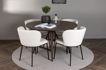 Rund matgrupp Venture Home Vit Mörkbrun 4st - Mørkebrun - Møbler - Bord - Spisegrupper
