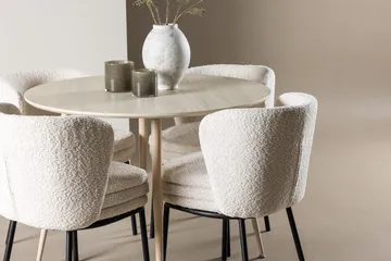 Hvit - Vit bord, vit bouclé, svarta ben