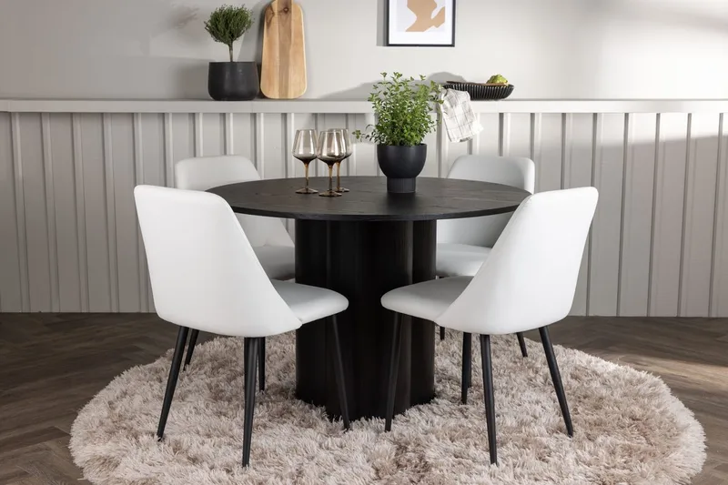 Rund matgrupp Venture Home Vit Svart 4st